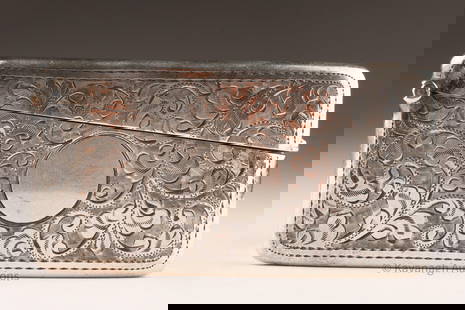 Edwardian English Sterling Calling Card Case 1911 Savage: Edwardian finely chased sterling silver calling card case, curved design with flip up lid, hallmarked W.N. For maker William Neale, anchor for assay office of Birmingham, lion passant and date cypher