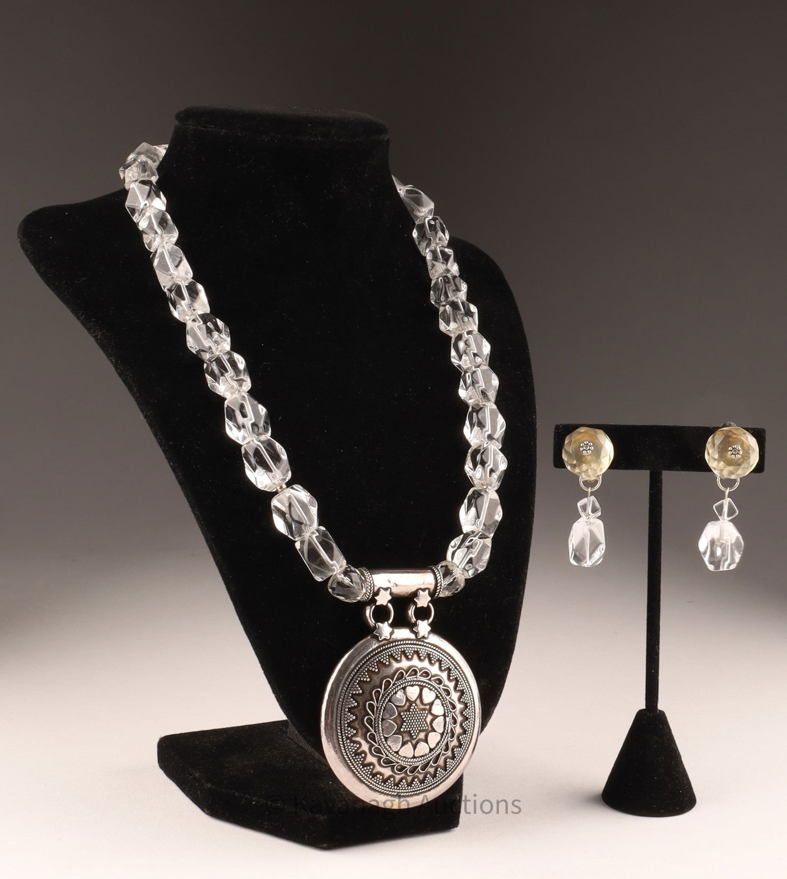 Ethnic Sterling Pendant Rock Crystal Star of David Necklace Set (1 of 7)