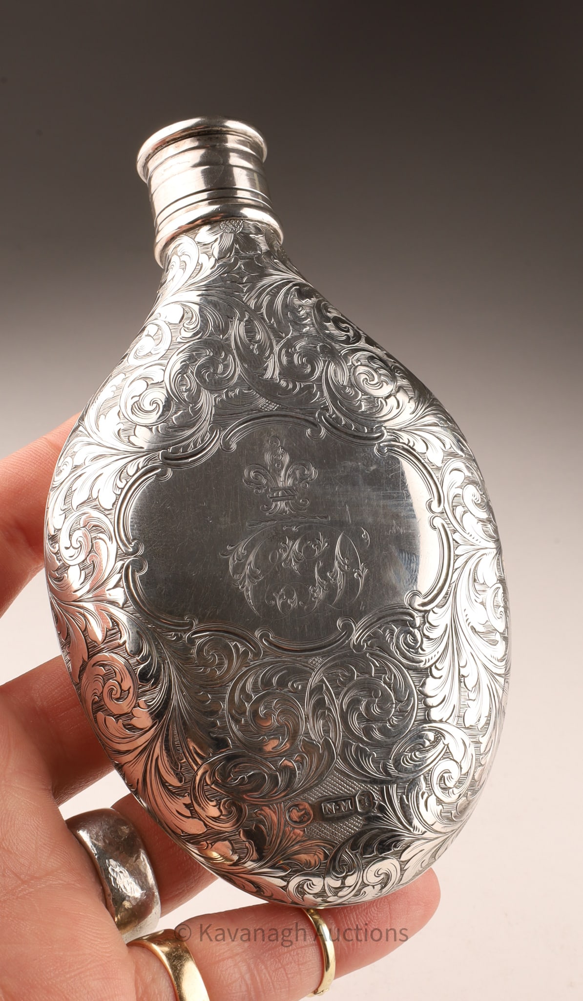 Victorian Sterling Engraved Hip Flask Nathaniel Mills 1846 (1 of 7)