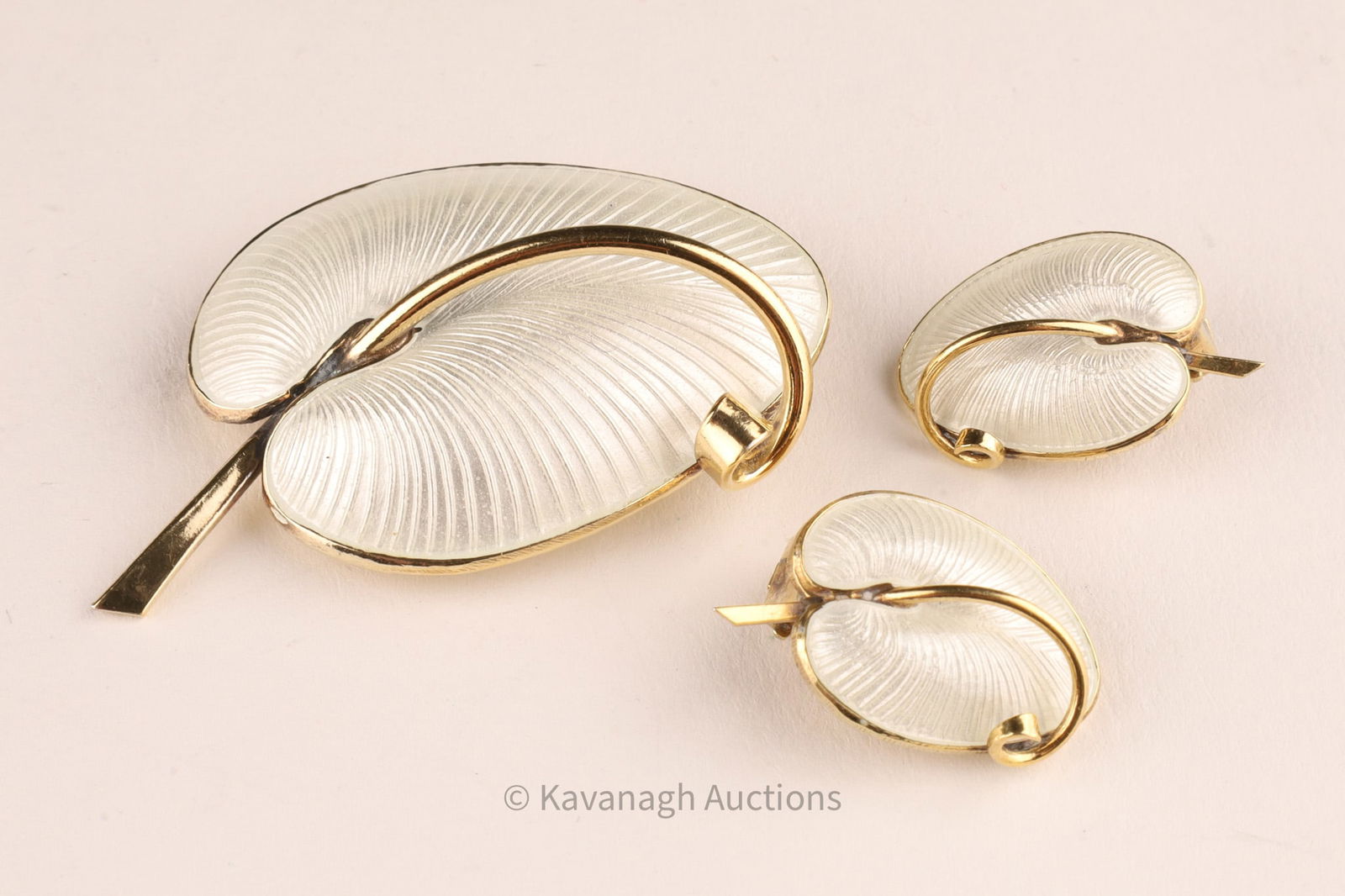 Volmer Bahner Denmark Sterling Guilloche Brooch and Earrings (1 of 5)