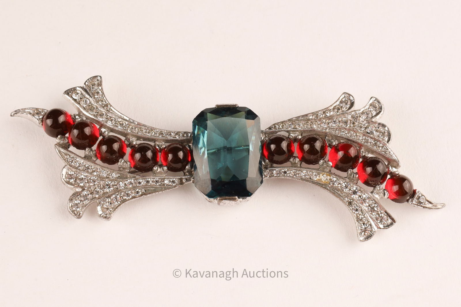 Art Deco Sterling Silver and Rhinestone Brooch (1 of 7)