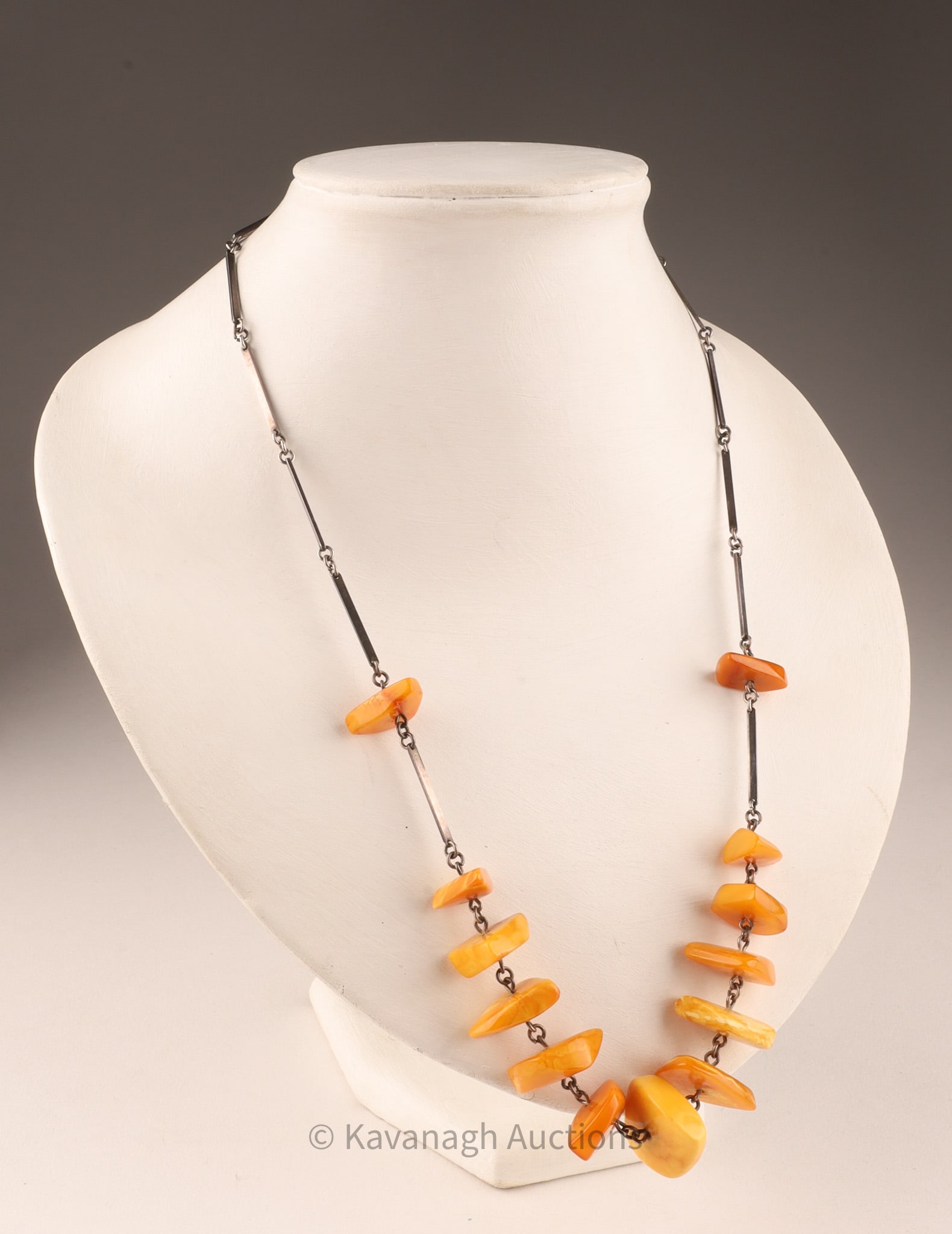 A Russian Butterscotch Amber and 875 Silver Necklace (1 of 8)