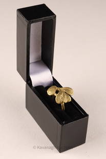 Claude Lalanne (1924-2019) foliage ring: A “Très Petite Bague Feuille” in polished bronze by Claude Lalanne circa 1980. The ring is unsigned but is accompanied by a copy of the certificate attesting to its authenticity.Size 2.75