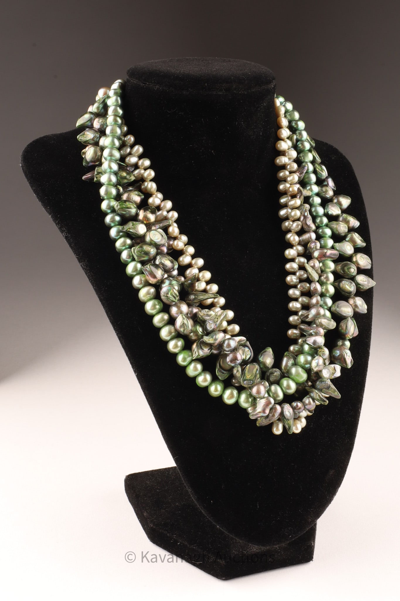 Green Real Pearl Multi Strand Torsade Necklace (1 of 8)