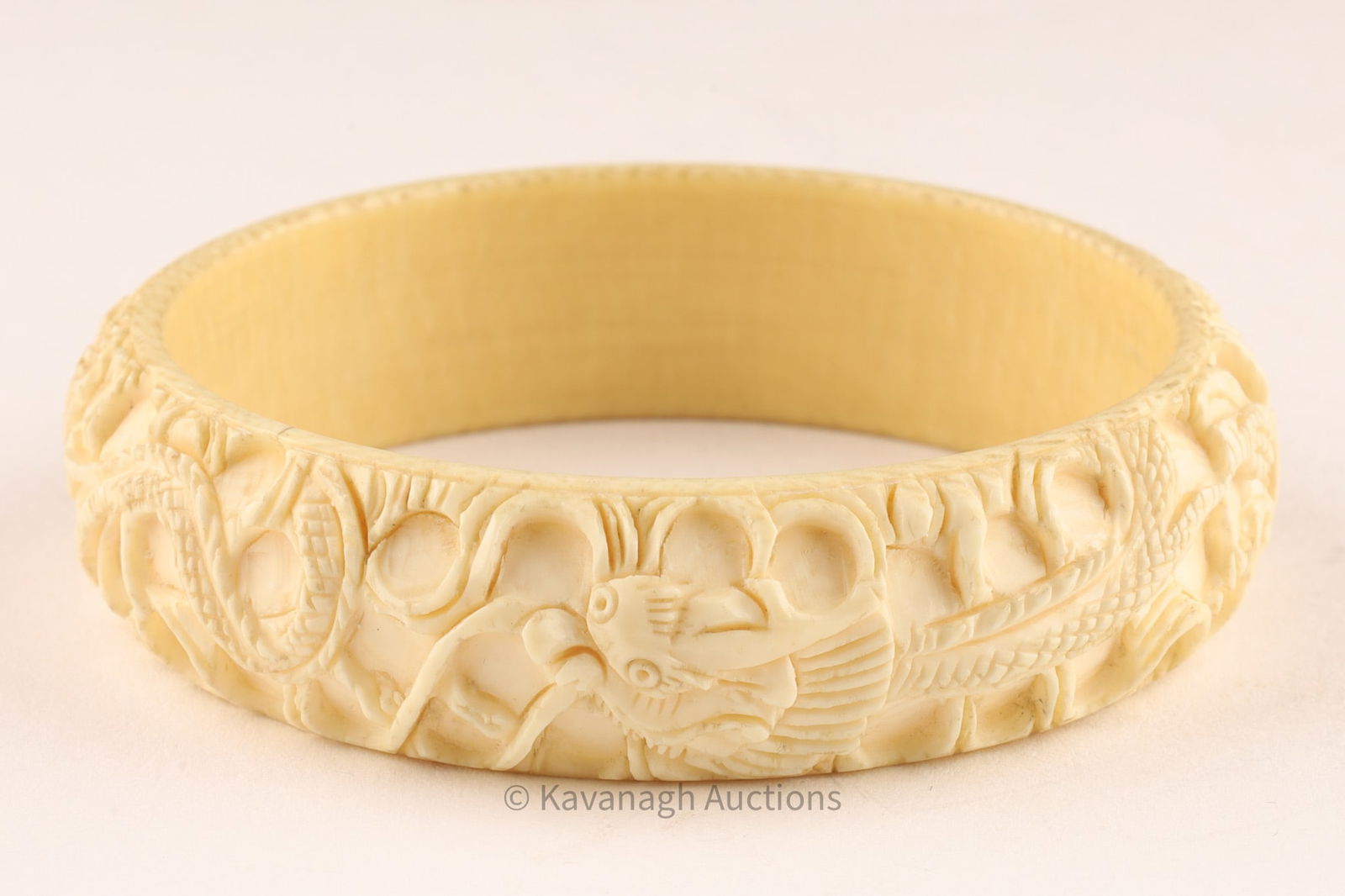 Chinese Antique Carved Dragon Cuff Bracelet Bangle (1 of 5)