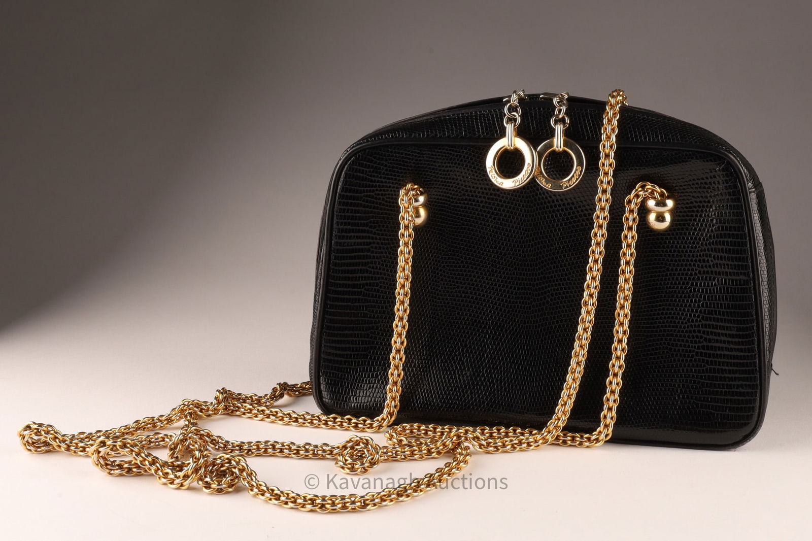 Paloma Picasso Vintage Black Lizard Gold Purse (1 of 8)