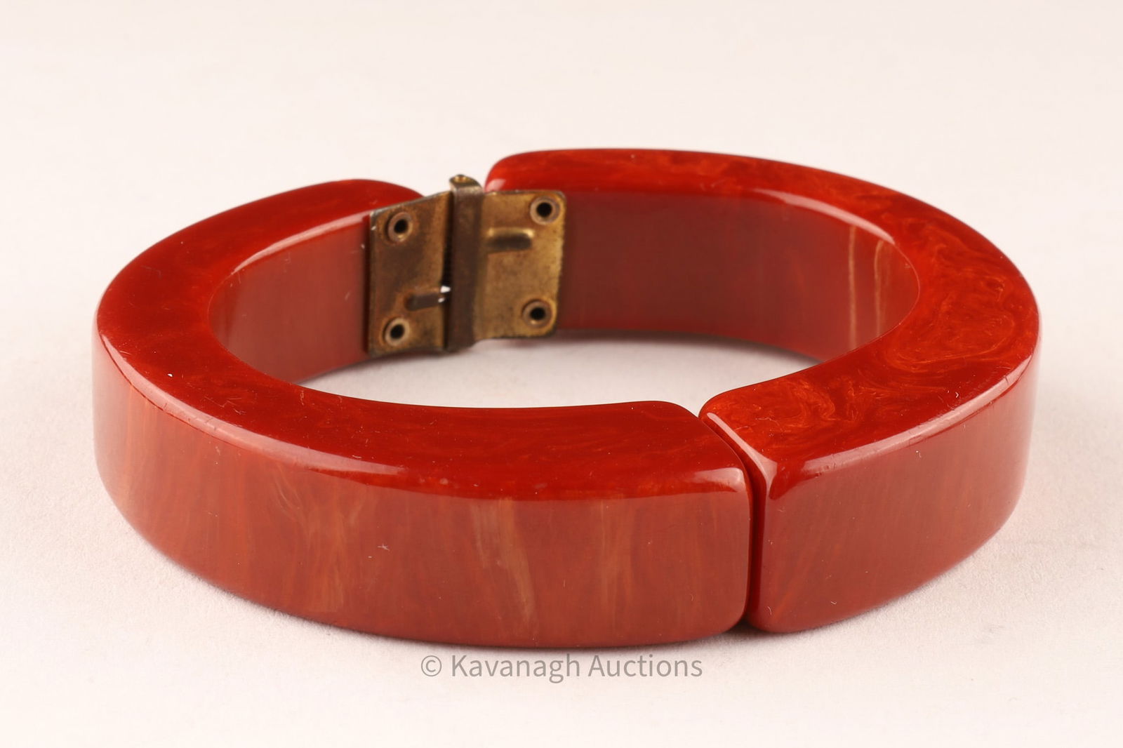 Bakelite 1920s Marble Burnt Orange Bacelet (1 of 5)