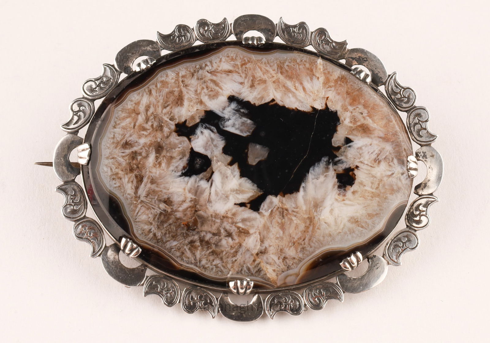 Victorian Large Moss Agate Silver Brooch (1 of 6)
