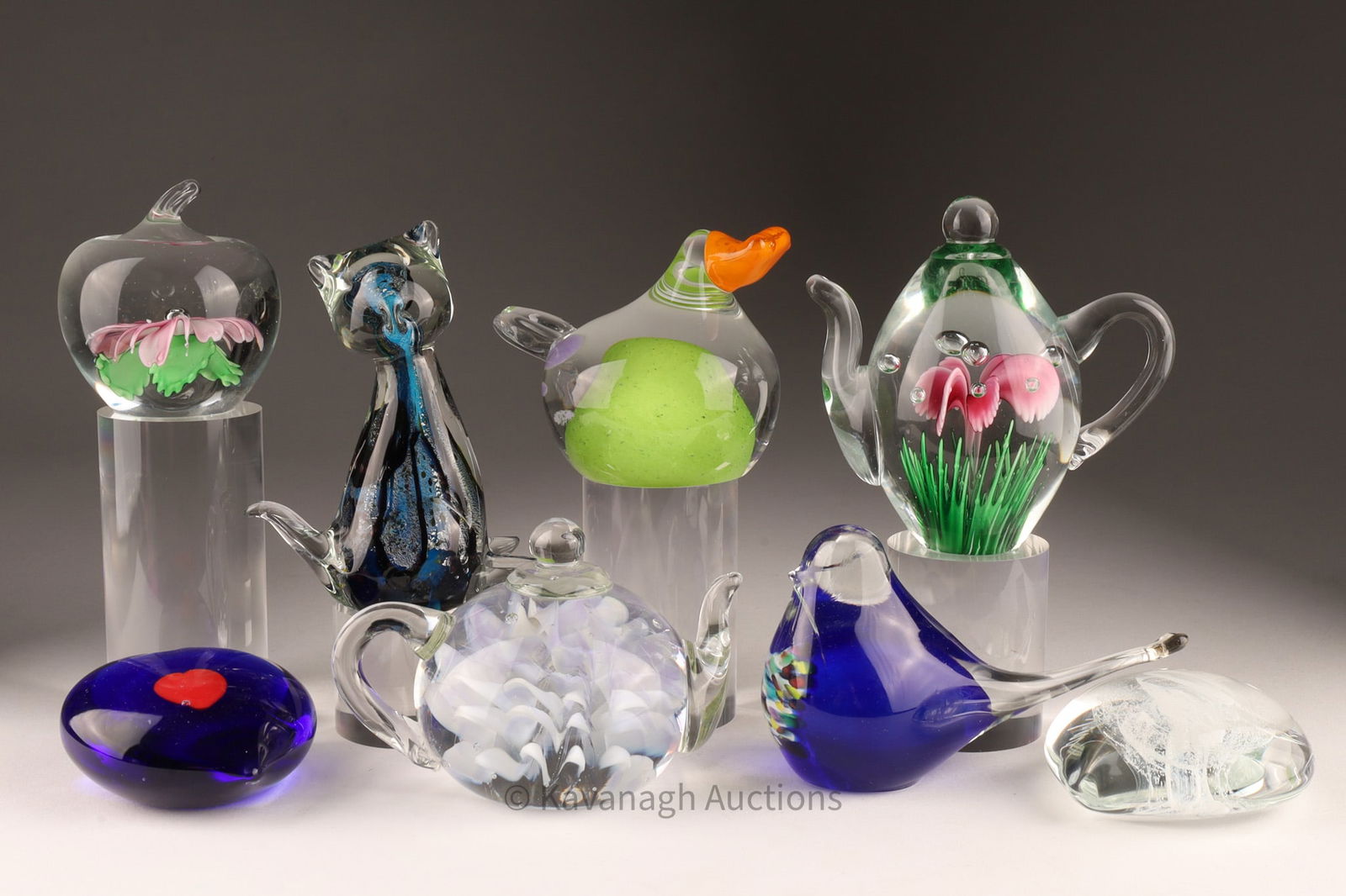 Lot 8 Murano, Caithness Art Glass Figural Paperweights (1 of 9)