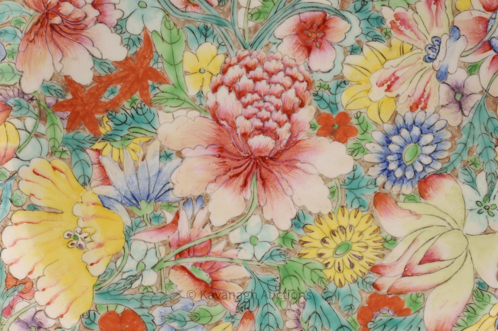 Chinese Signed Famille Rose Dish Flowers Bats (1 of 9)