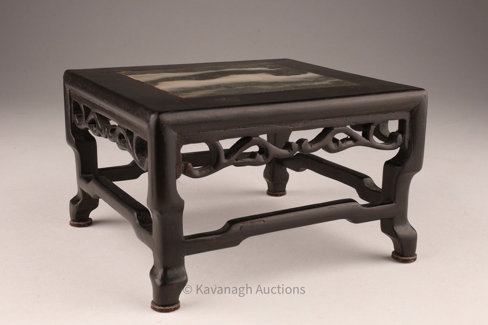 Antique Chinese Carved Wood Marble Stand (1 of 6)