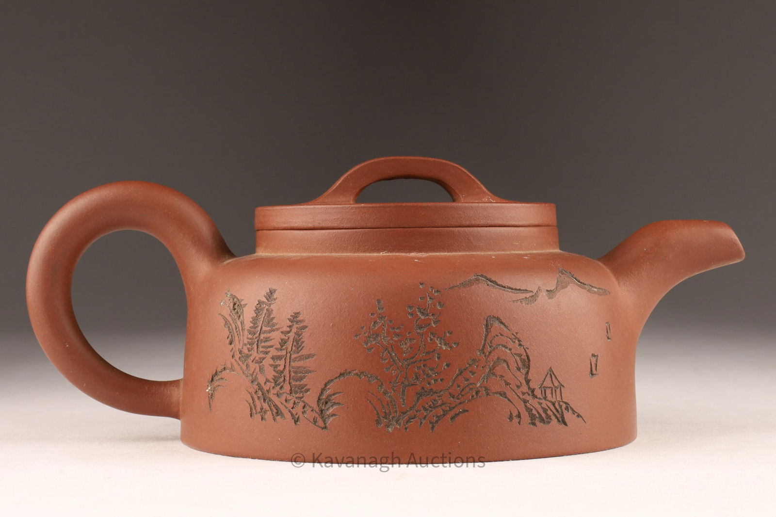 Chinese Yixing Zisha Teapot Incised Landscape and Poem (1 of 14)