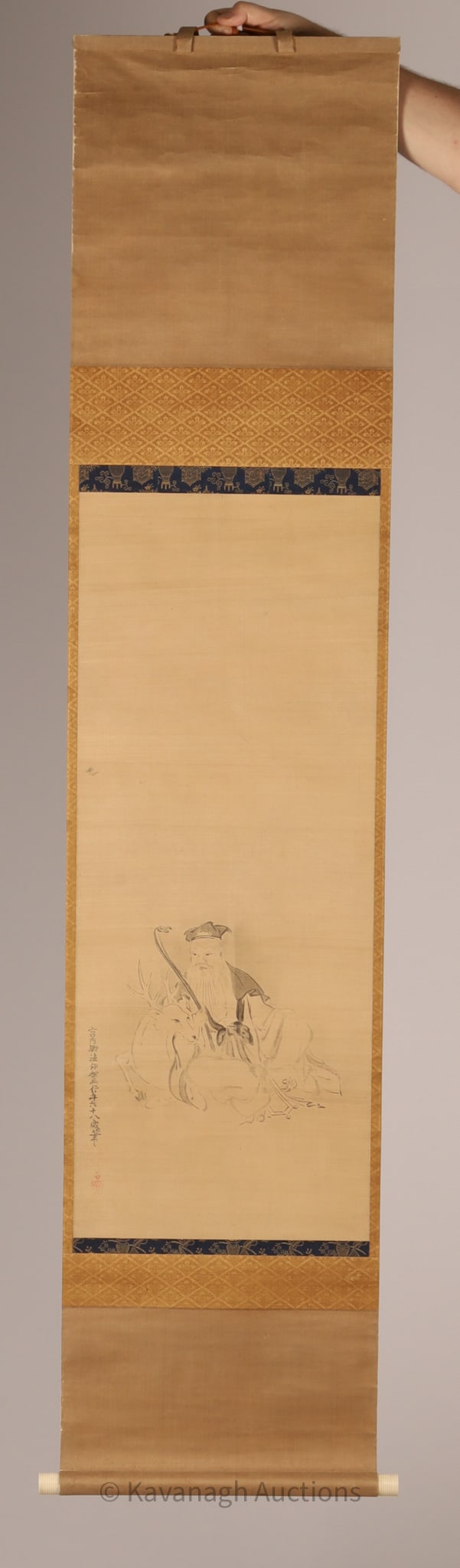 Chinese or Japanese Signed Handpainted Scroll Shou Lao (1 of 3)