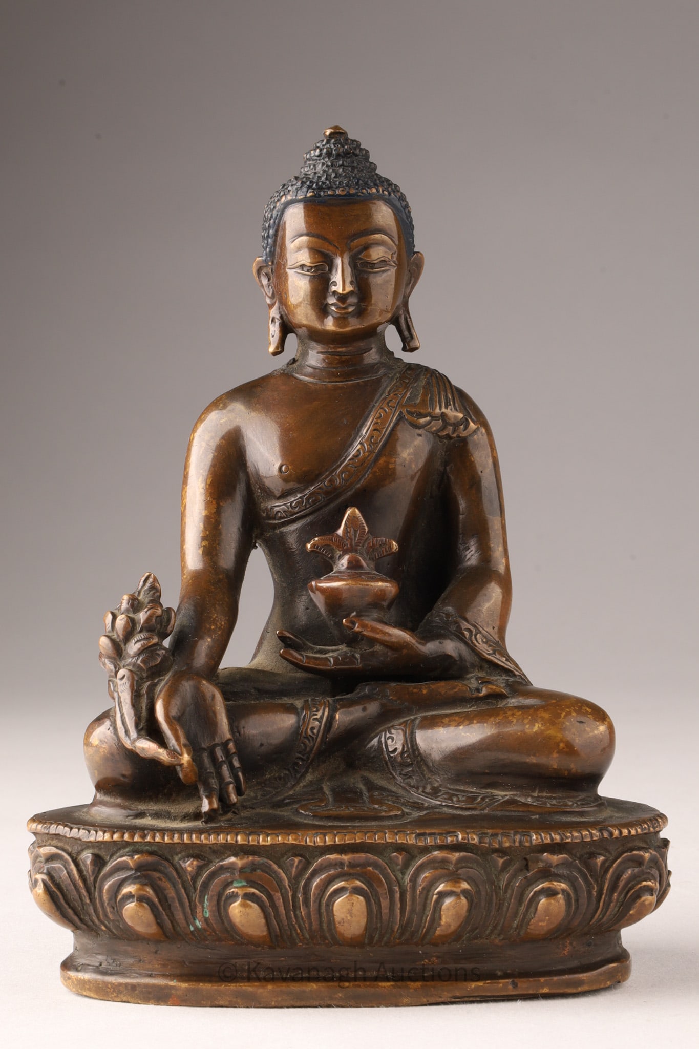 Tibetan Bronze Medicine Buddha Statue Bhaisajyaguru Signed (1 of 9)