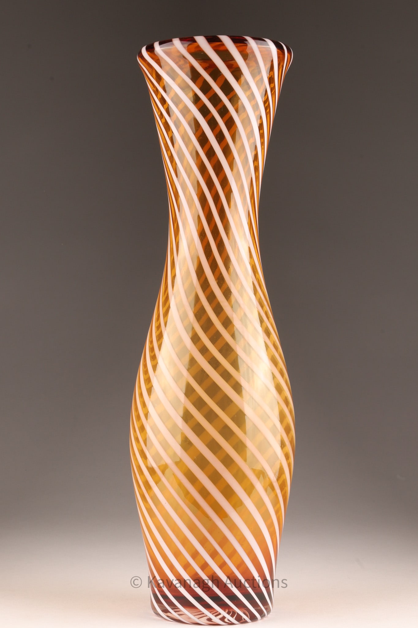 Tall Modernist Swirl Art Glass Vase / Att. John Gibbons (1 of 6)