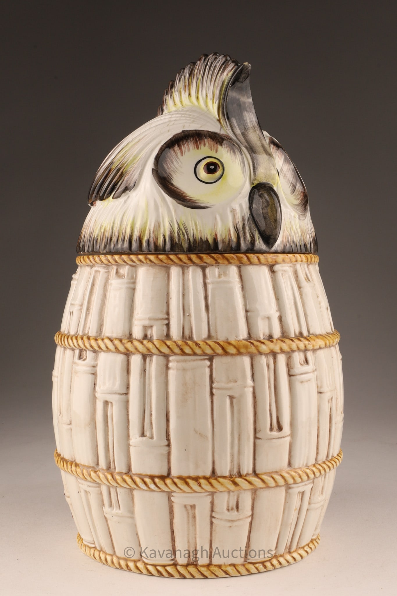 Mid Century Italian Owl in a Barrel Cookie Jar (1 of 11)