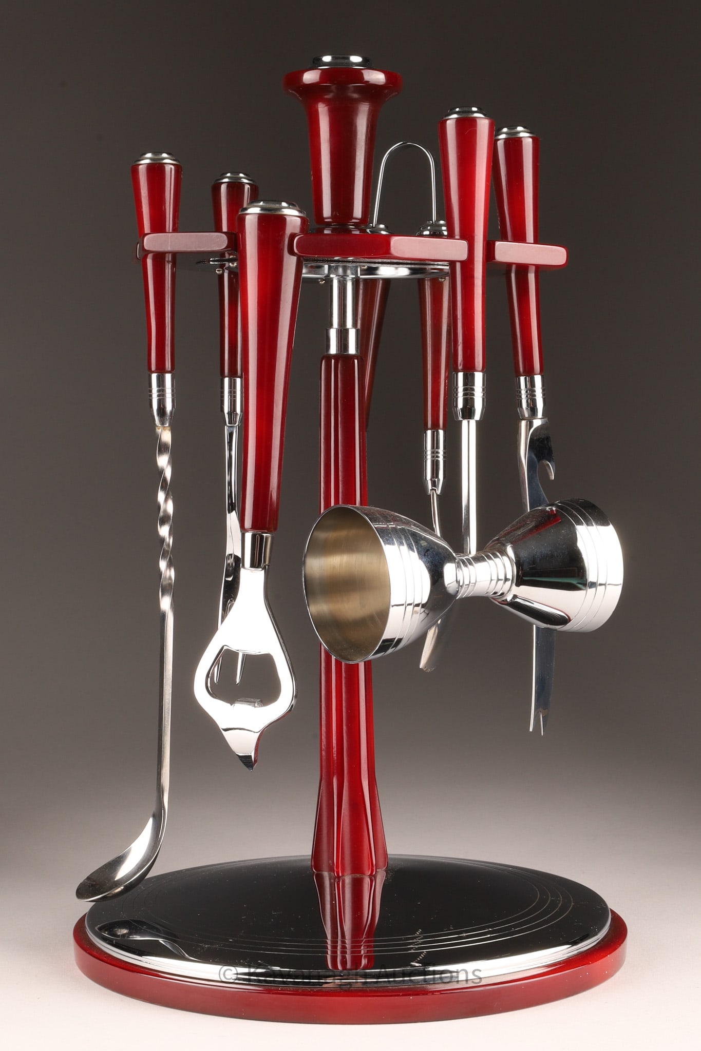 Glo-Hill Art Deco Chrome & Bakelite Carousel Bar Set (1 of 7)