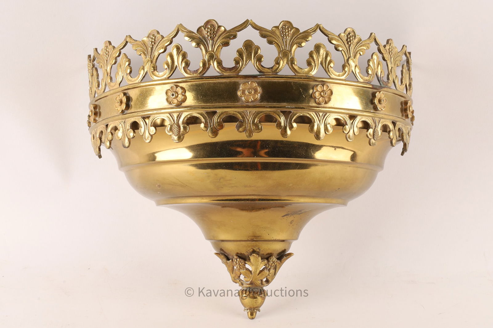 Antique Gothic Victorian Brass Wall Planter Pocket (1 of 6)