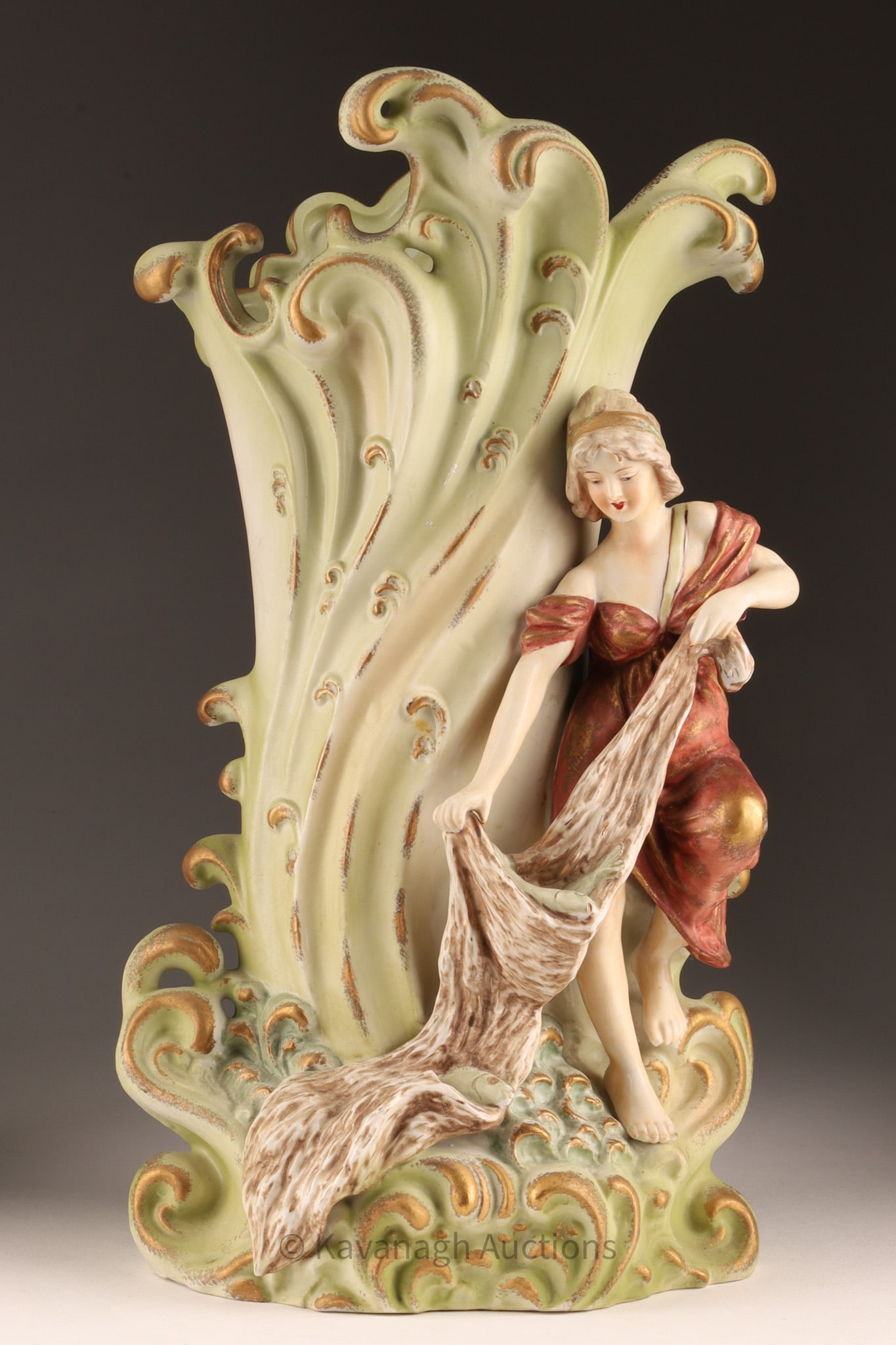 Large Austrian Art Nouveau Porcelain Vase with Fisher Girl (1 of 11)