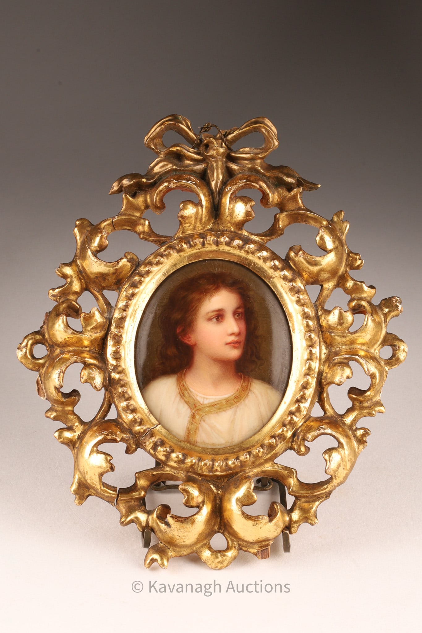 Antique Germany Child Jesus Miniature Painted Porcelain Plaque (1 of 9)