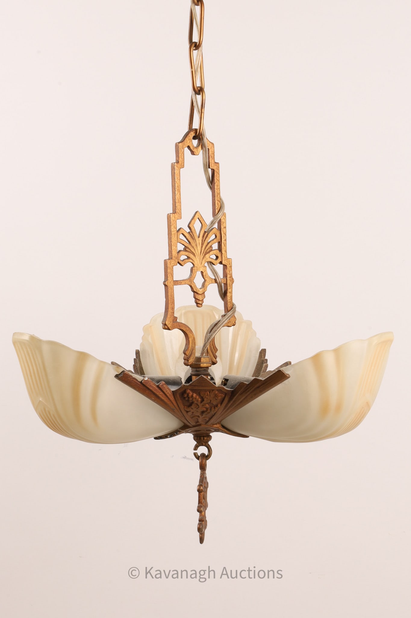 Art Deco Slip Shade 3 Light Chandelier (1 of 5)