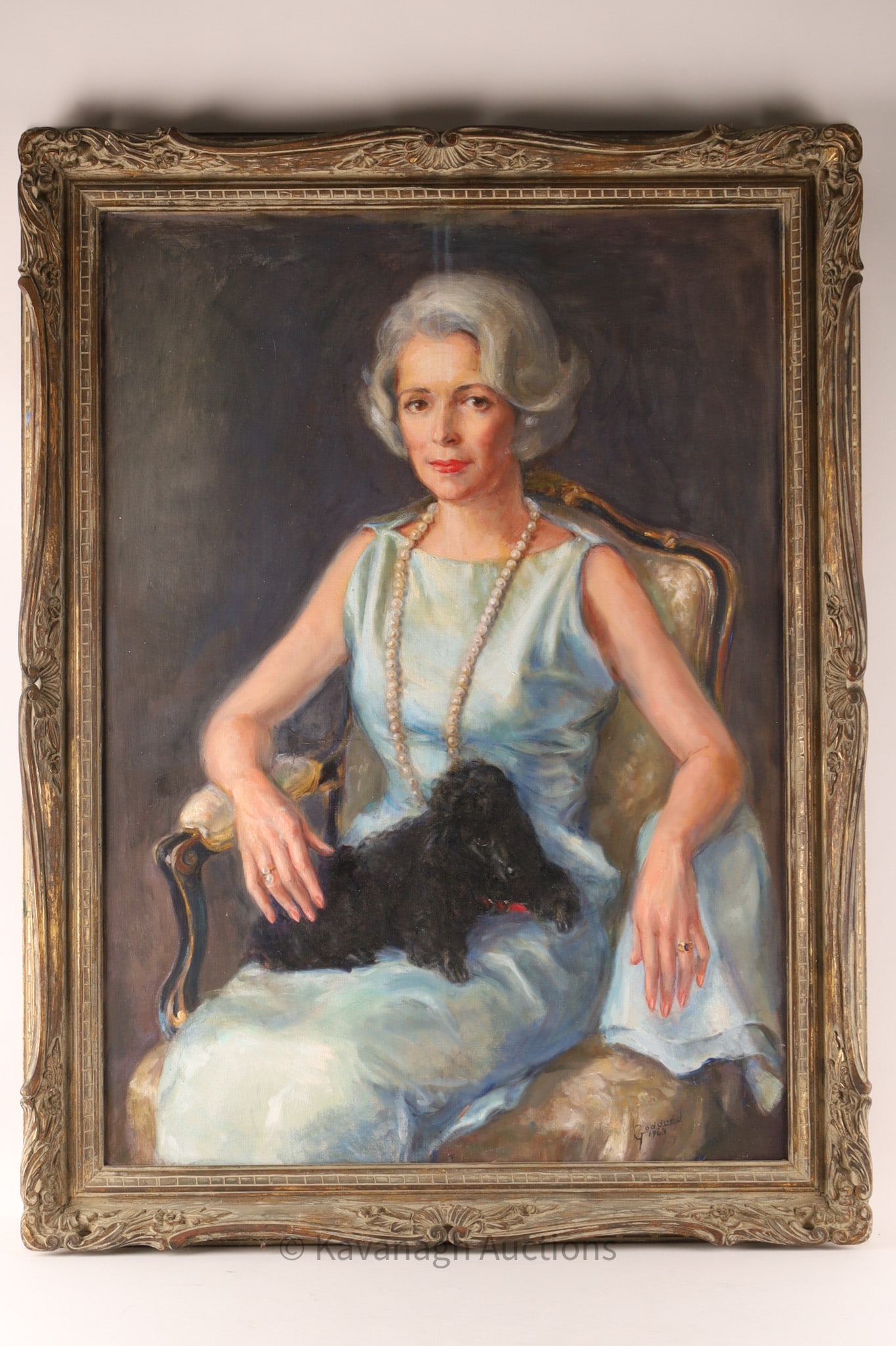 American School Portrait, Lady and Dog Signed Goddard 1963 (1 of 10)