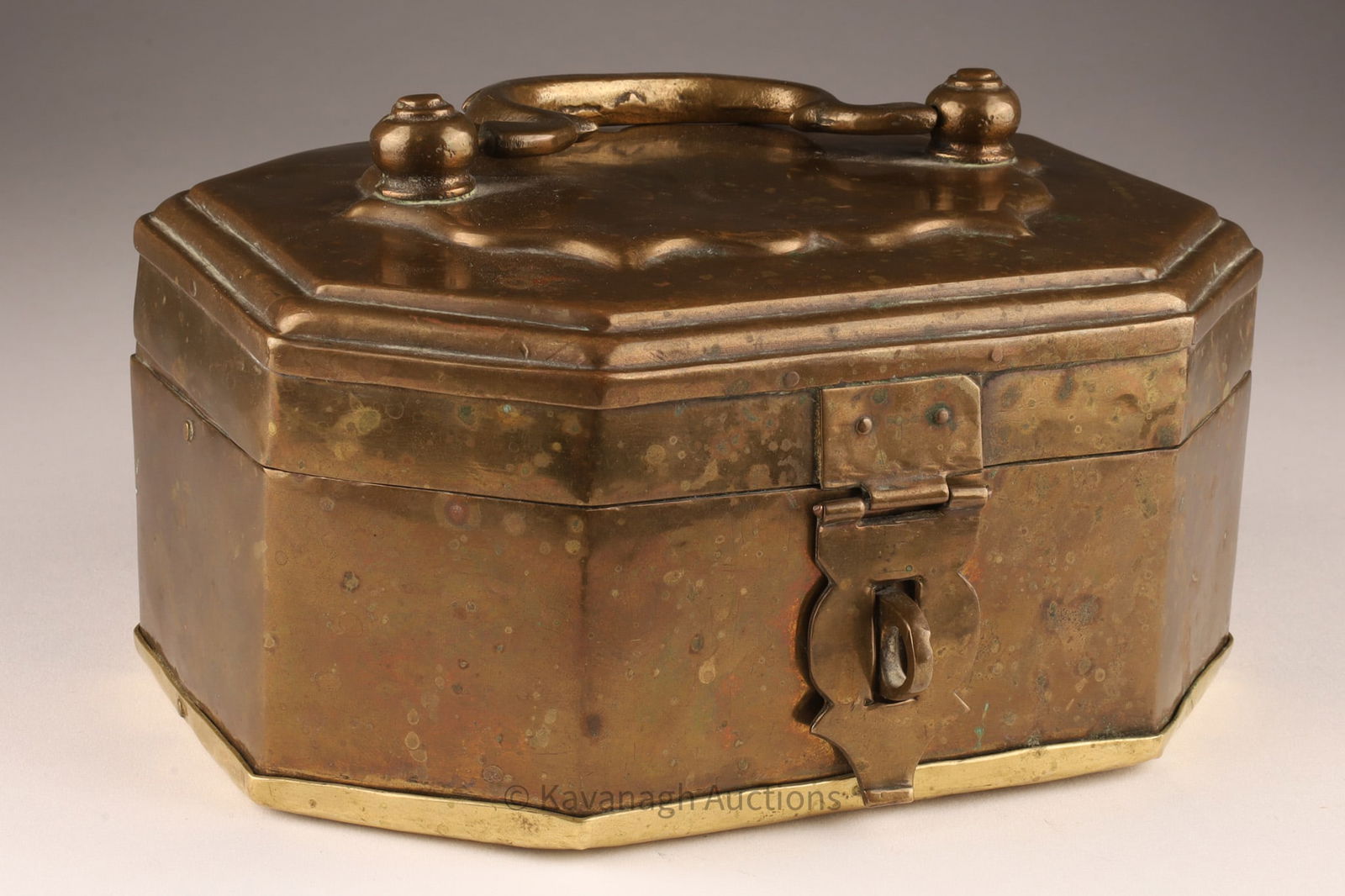 19th C Antique Locking Brass Betel Nut or Spice Box (1 of 6)