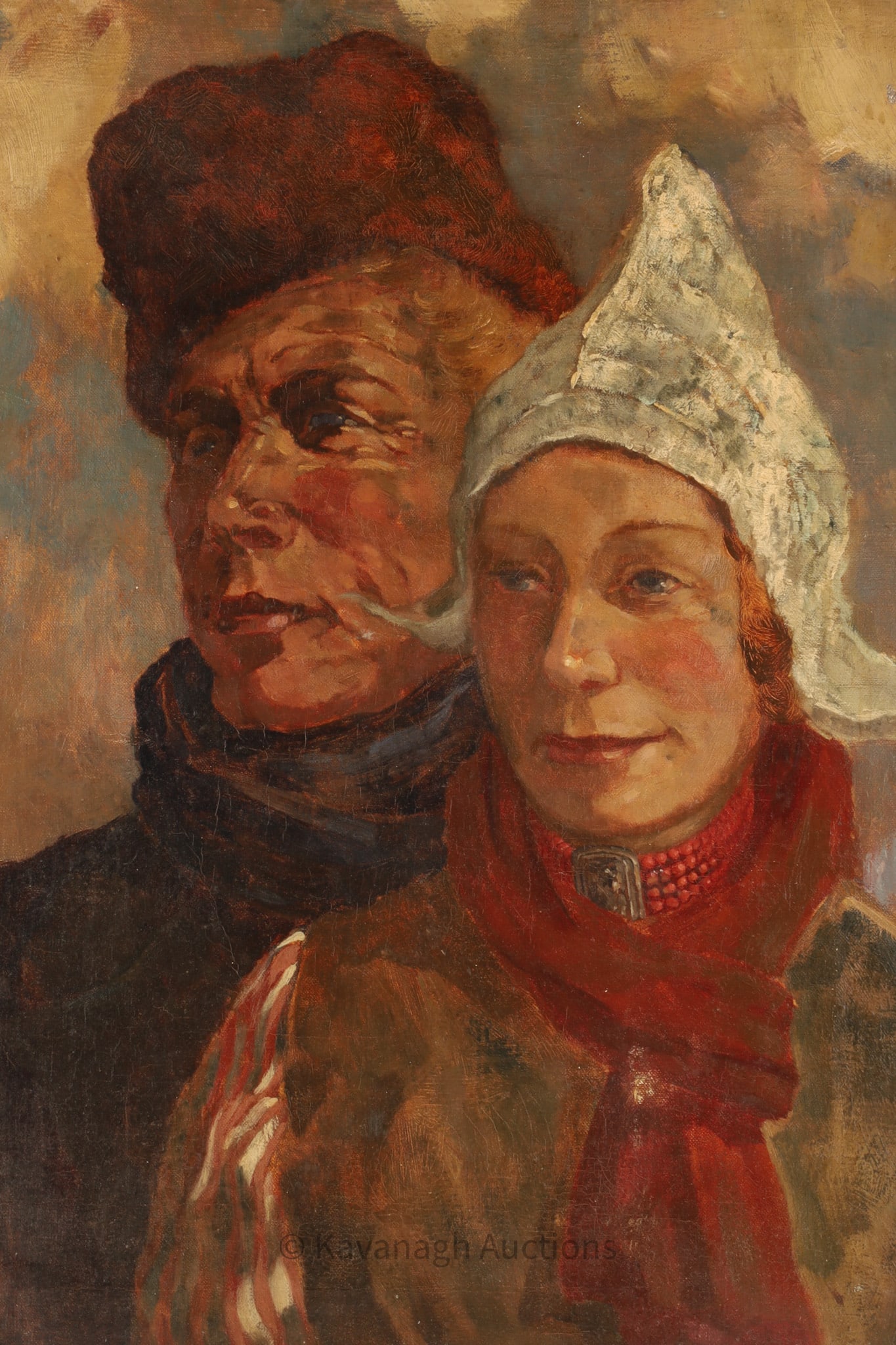 Louise Henriette von Martens (Stuttgart 1828 - 1894) Portrait Oil Painting: Louise Henriette von Martens (Stuttgart, 1828 - 1894) Impressionist Portrait Oil Painting of a Dutch Couple. Signed lower right. Canvas measures 23 inches H x 19 W, frame measures 30 inches x 26. Rest