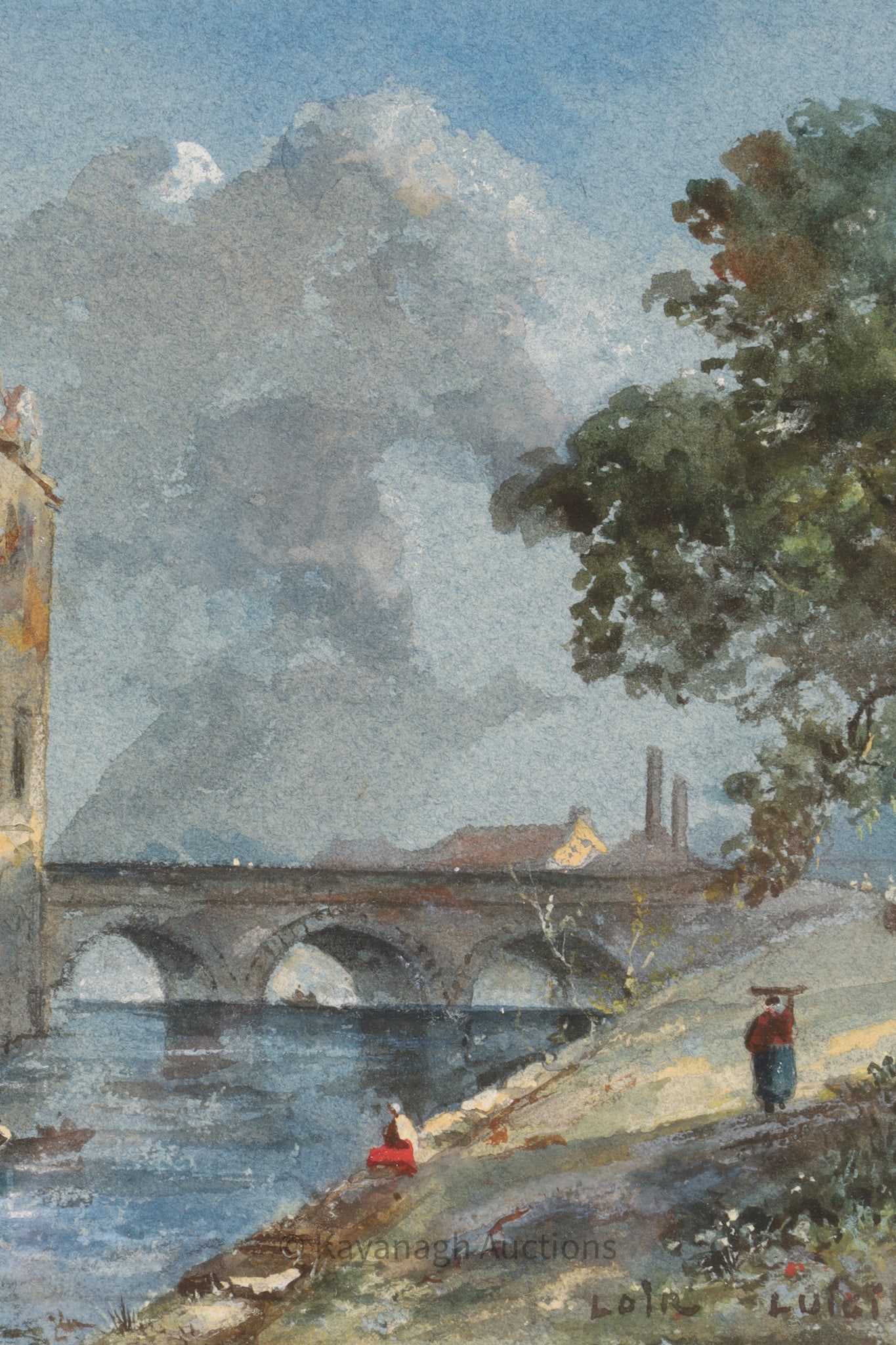 Luigi Loir (French, 1845-1916) Watercolour River Landscape (1 of 8)