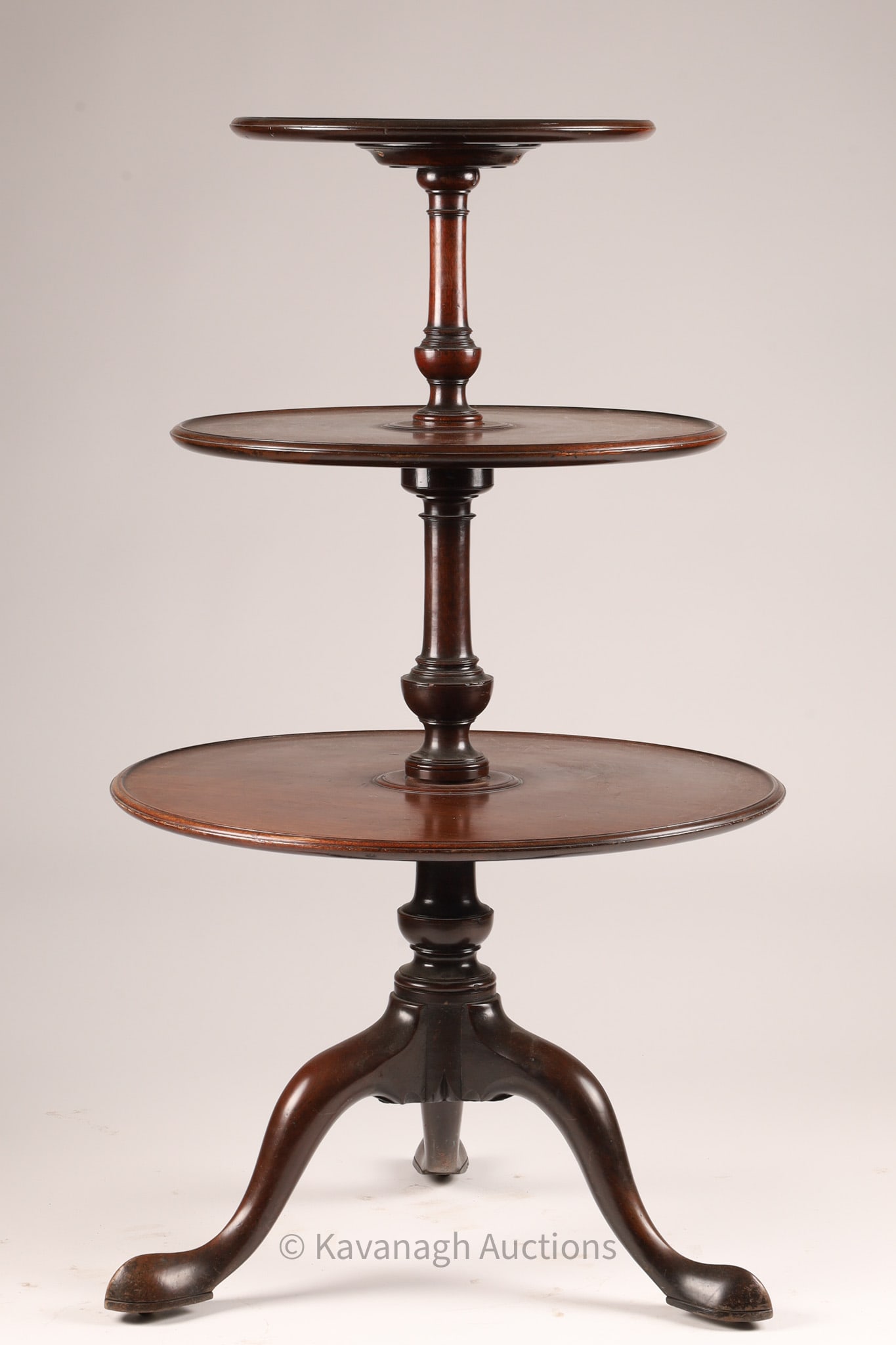 English George III Tripod Mahogany Dumb Waiter Three Tier Table (1 of 8)