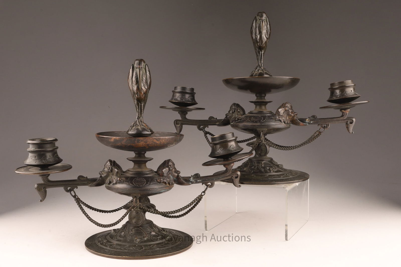 Pair Antique Grand Tour Neo-Classical Bronze Candelabras (1 of 9)