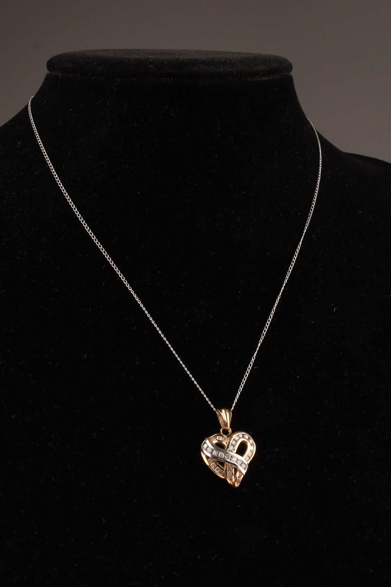 14K Gold Diamond Heart Pendant Necklace Signed AAJ (1 of 8)