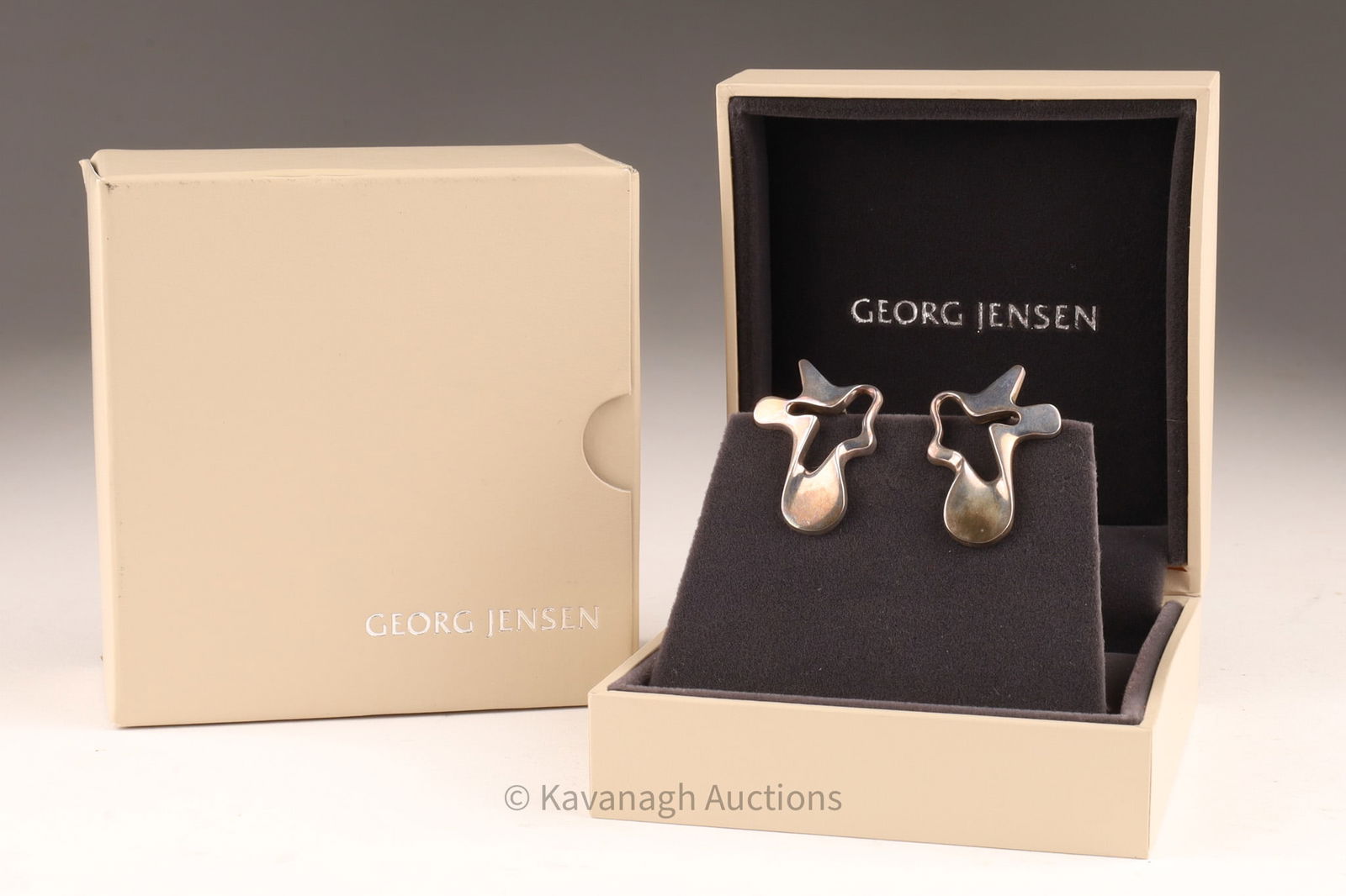 Vintage Denmark Georg Jensen Sterling Splash Ear Clip Earrings (1 of 6)