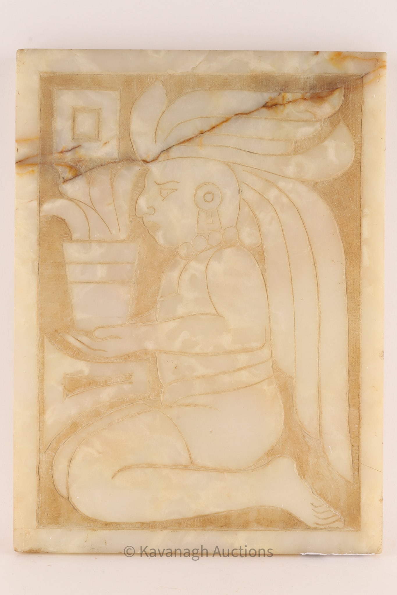 Mexican Hand-carved Marble or Onyx Plaque of an Aztec or Mayan Figure (1 of 8)