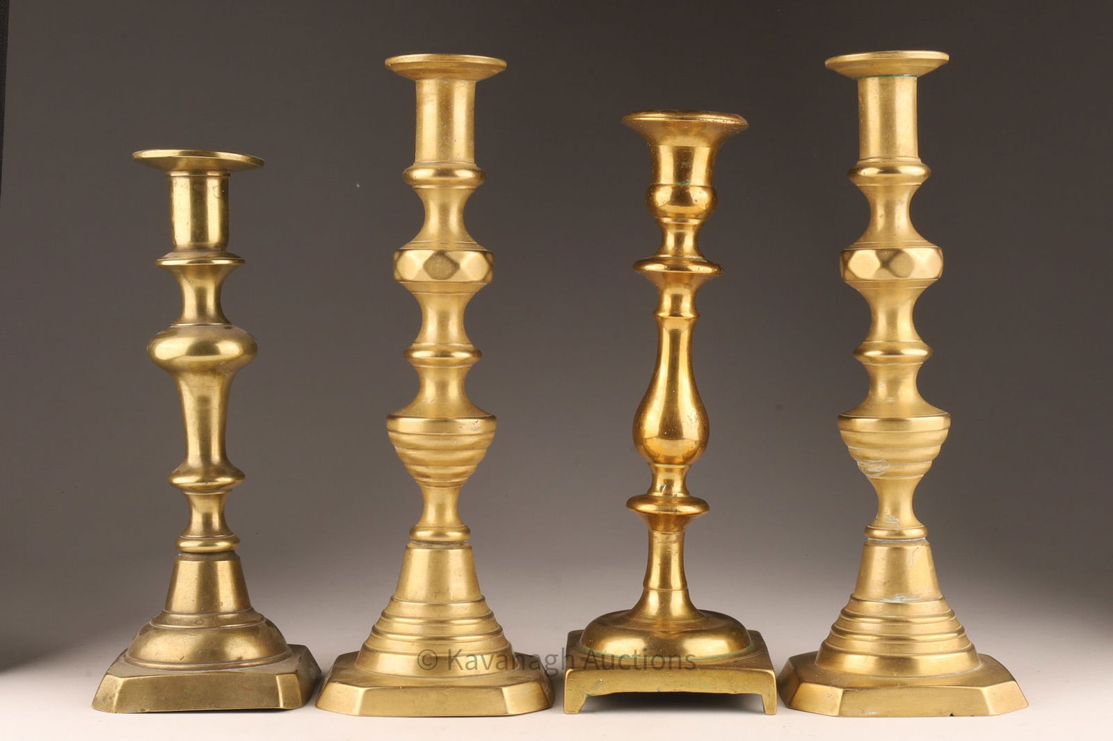 Lot of 4 Antique Victorian Brass Candlesticks (1 of 6)