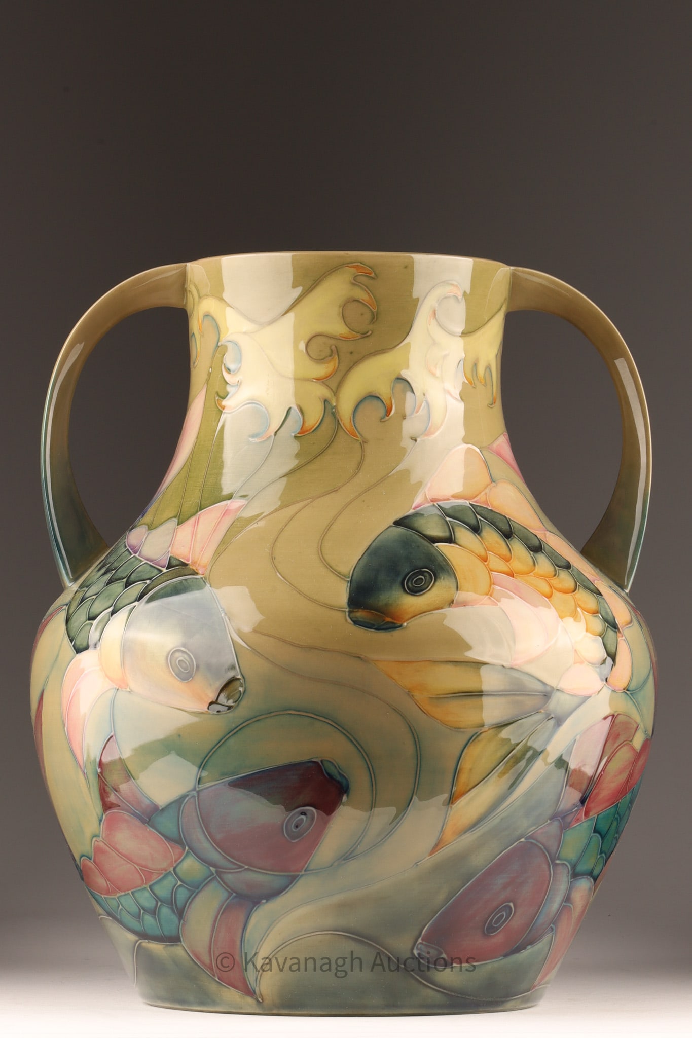 Moorcroft Carp Pattern Two Handled Amphora Vase by Sally Tuffin (1 of 10)