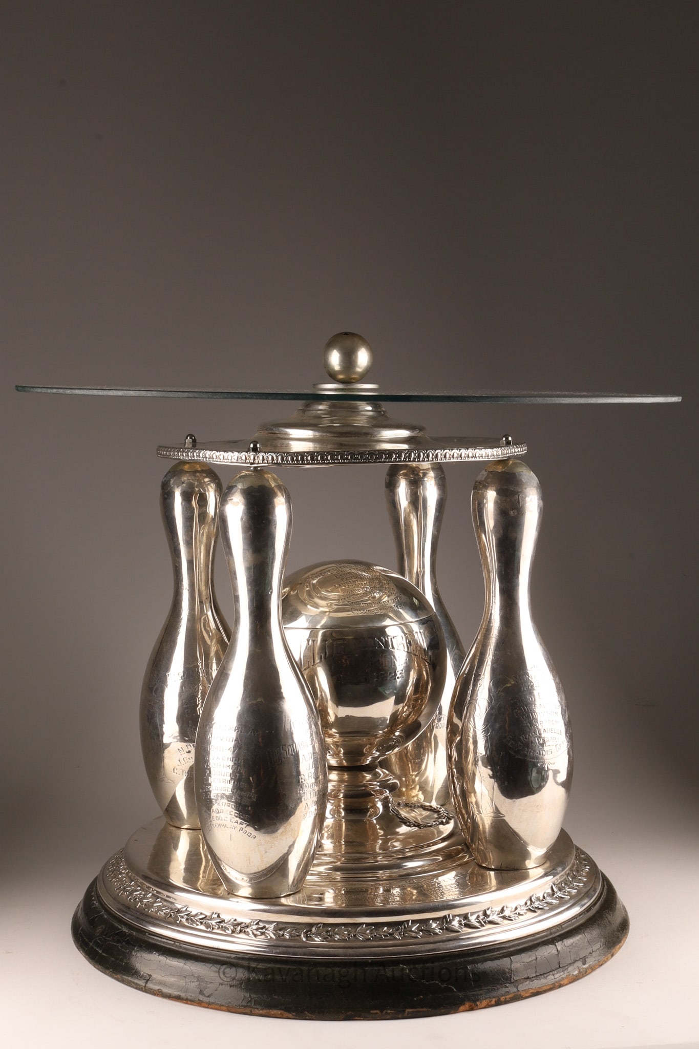 Exceptional Early 20th C. Montreal Quebec Bowling Trophy Coffee Table (1 of 19)