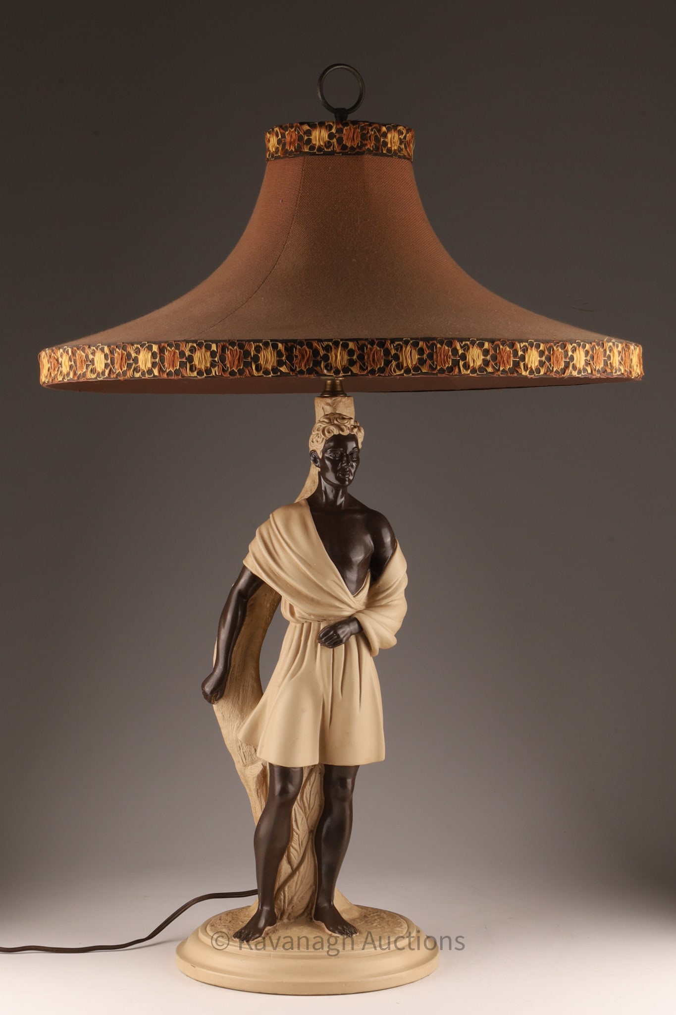 Mid Century Art Deco Reglor Chalkware Table Lamp, Roman Figure (1 of 10)