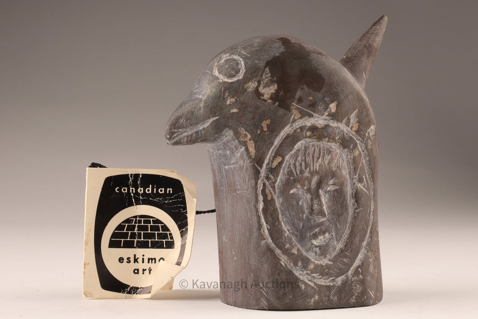 Inuit Soapstone Bird with Human Face Carving, Spence Bay (1 of 6)