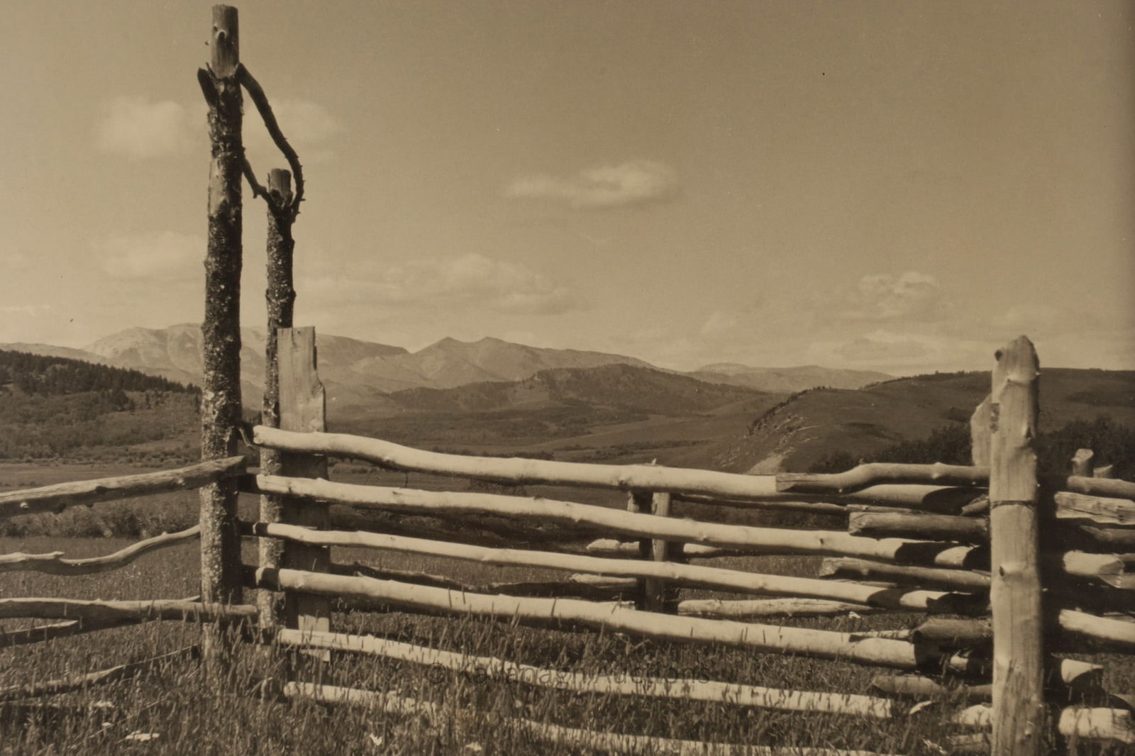 Unknown Photographer, Western Fence with Mountain Landscape, Gelatin Silver Print, c. 1950s (1 of 5)