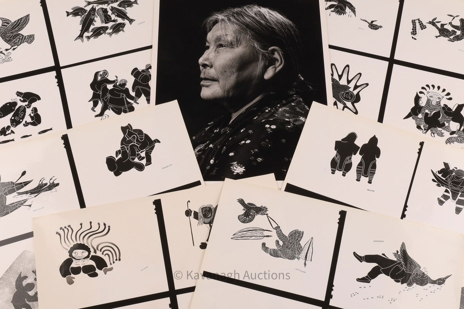 T.E. Moore (Toronto Photographer) Portrait of Inuit Artist with National Film Board of Canada Proof: T.E. Moore (Toronto, active mid-20th century) Portrait of Inuit Artist (Possibly Kenojuak Ashevak), with National Film Board of Canada Proof Sheets, circa 1960s. Gelatin silver photograph with six ori