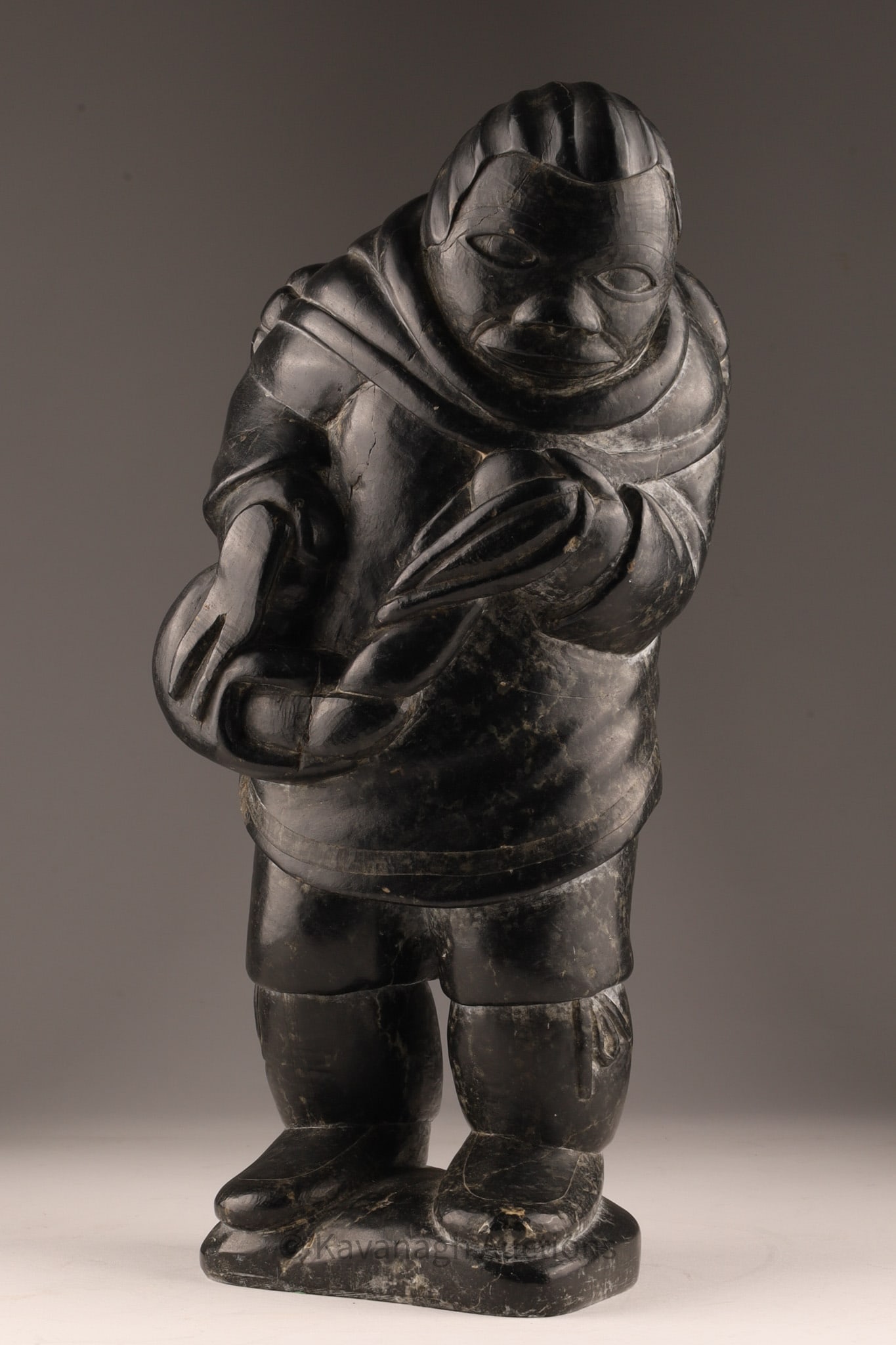 Inuit Stone Sculpture of a Hunter with Seal, Dorset (Kinngait), mid-20th century (1 of 12)