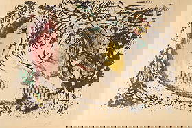 Marc Chagall (Russian-French, 1887-1985) Colour Lithograph Reverie 1969: Colour lithograph by the artist Marc Chagall, titled Reverie created in 1969. Marc Chagall (1887-1985) was a Russian-French artist known for his dreamlike compositions that often depict themes