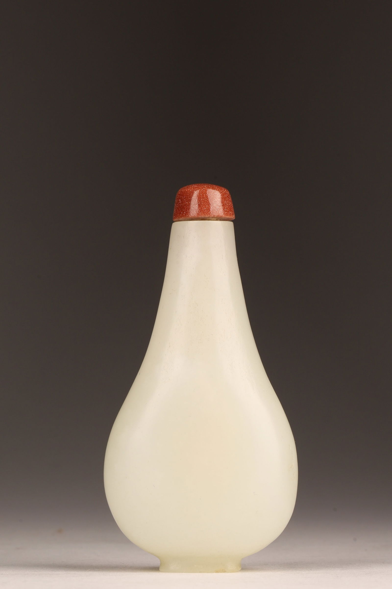 Antique Chinese White Jade Snuff Bottle with Goldstone Topper (1 of 8)