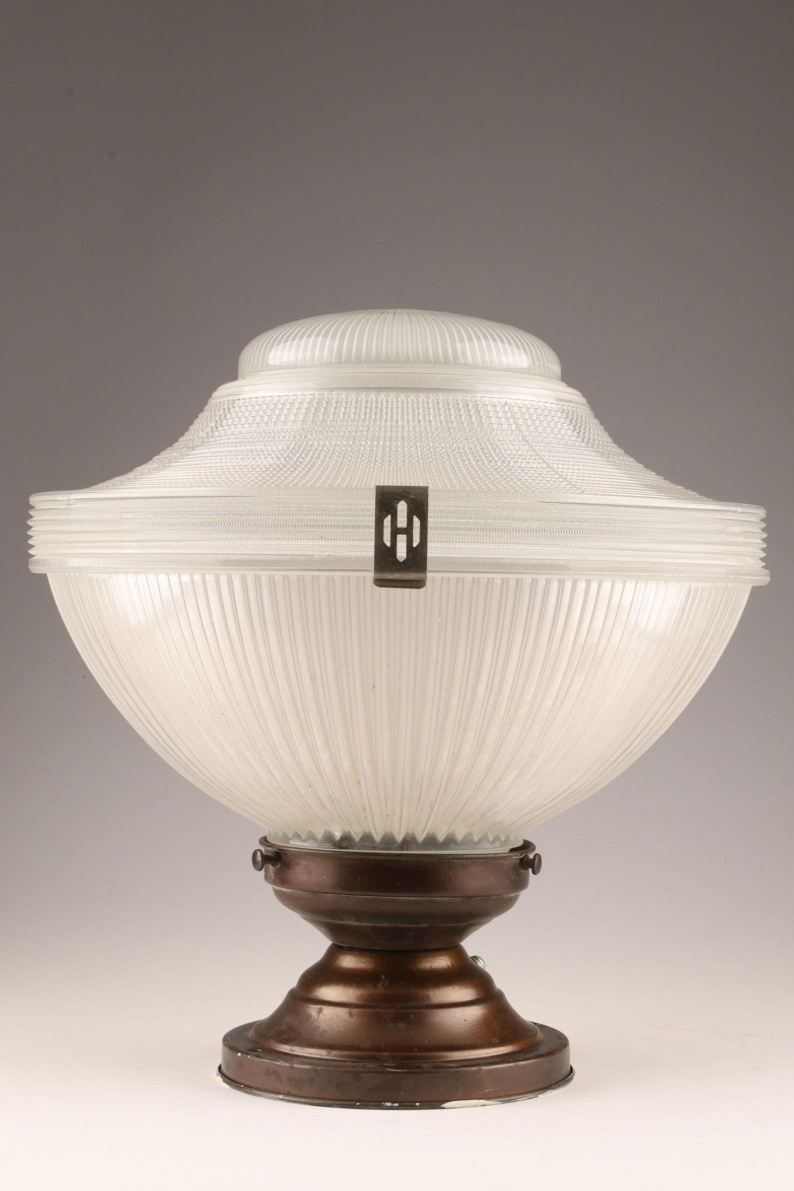 Mid-Century Holophane 3 Piece Glass Industrial Pendant Light Fixture (1 of 8)