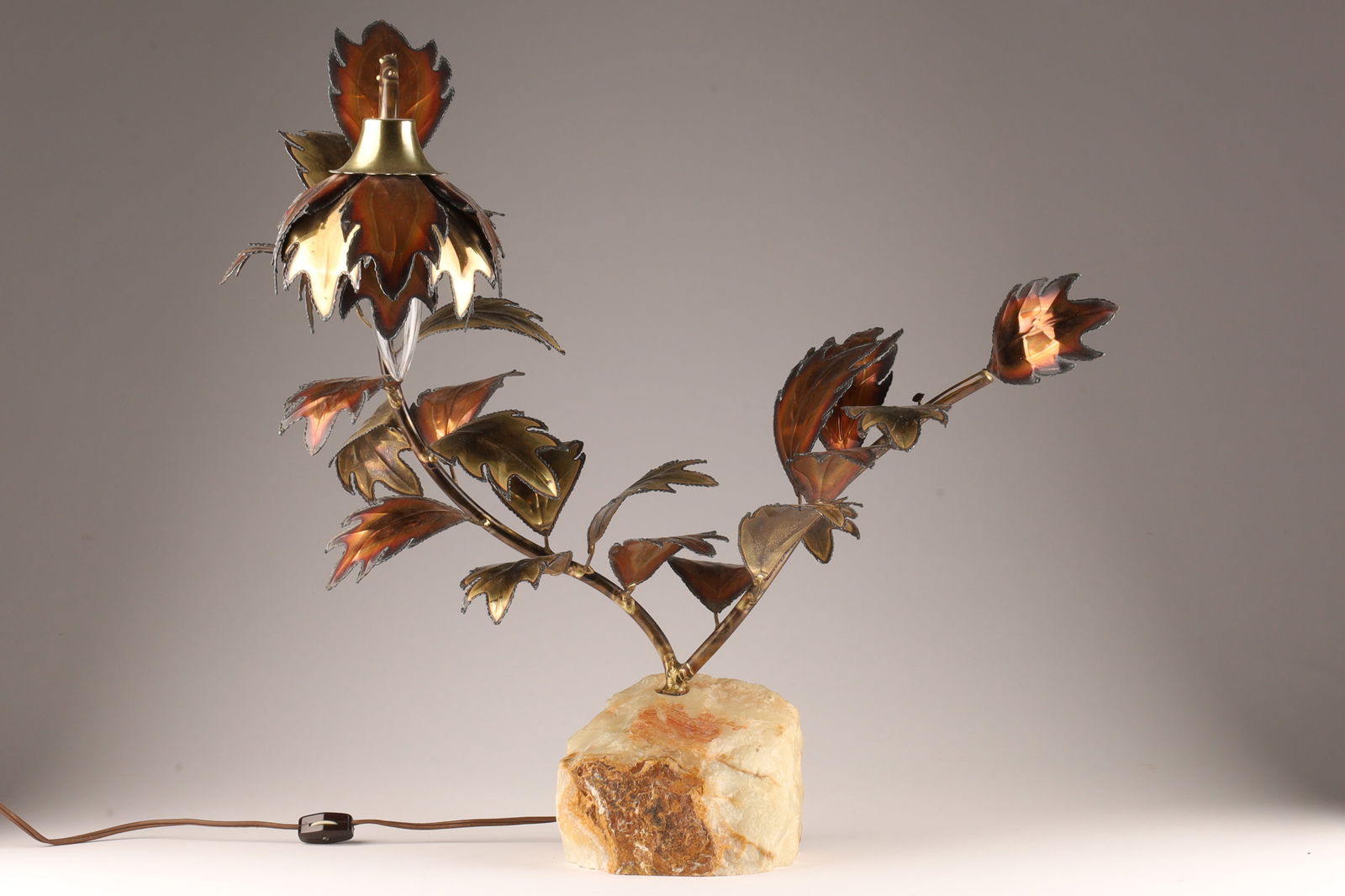 Mid Century Brutalist Brass and Copper Tree Sculpture Lamp (1 of 6)