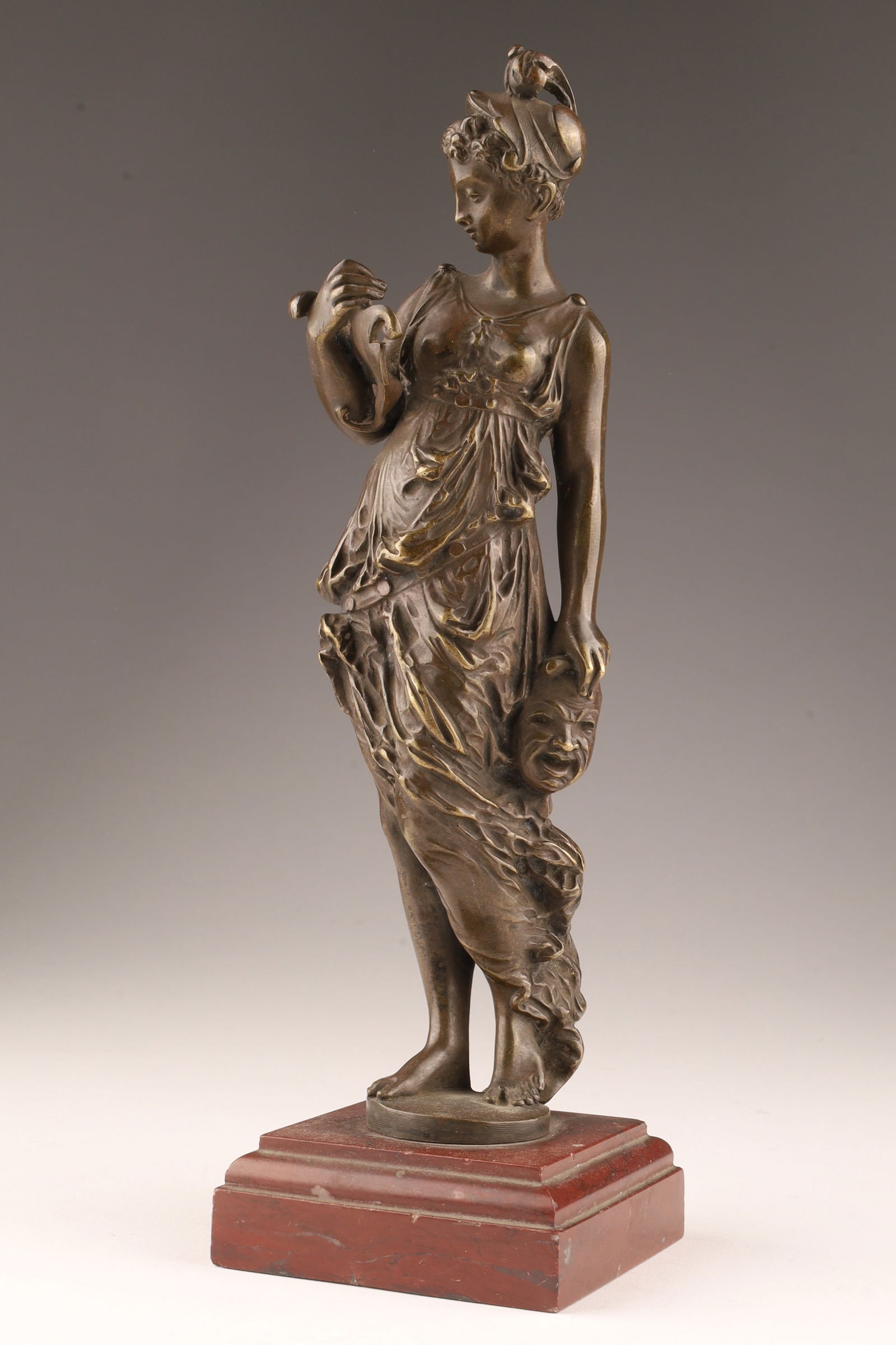 19th C. Bronze Statue of Thalia, Greek Goddess of Comedy and Poetry, Continental C. 1890 (1 of 9)