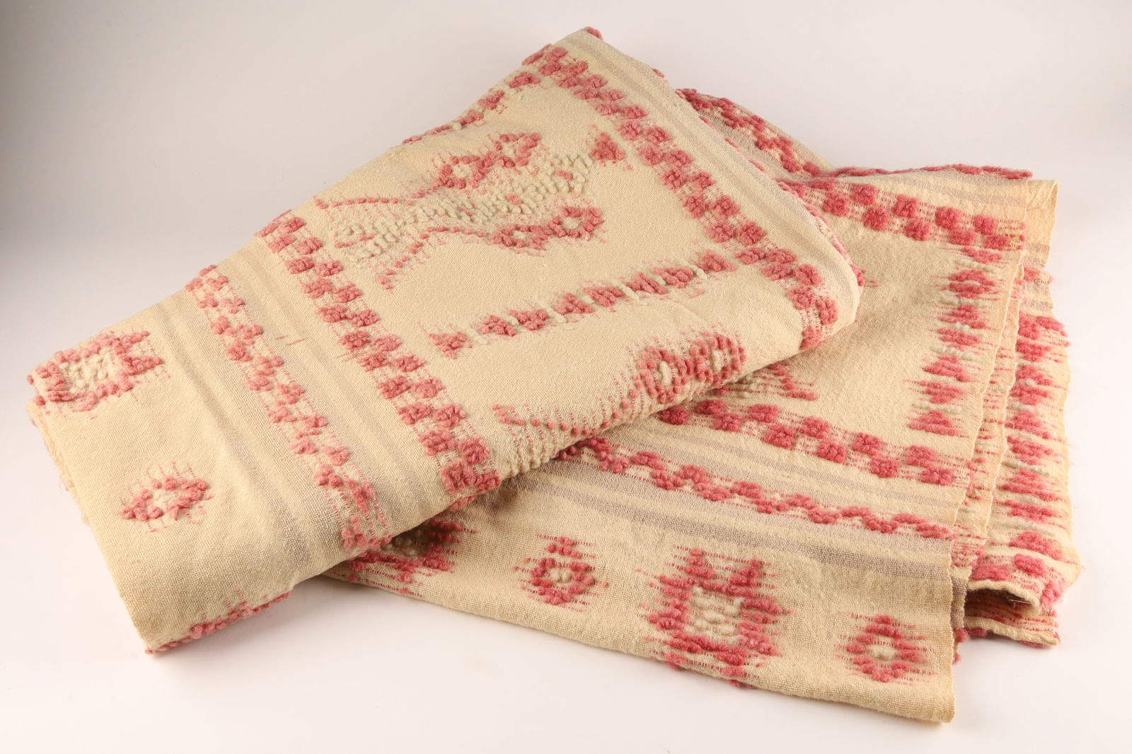Antique Canadian Handicrafts Guild Blanket Red and White Ikat Pattern (1 of 7)
