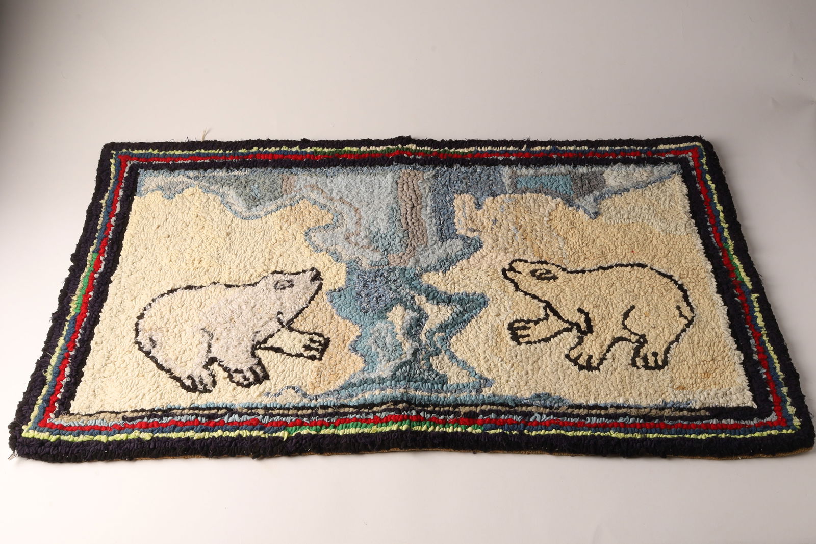 Antique Charlevoix Quebec Hooked Rug Polar Bears (1 of 7)