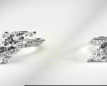 14K White Gold Ring with 4.26 ct Cushion-Cut Diamond, Certified (1 of 8)